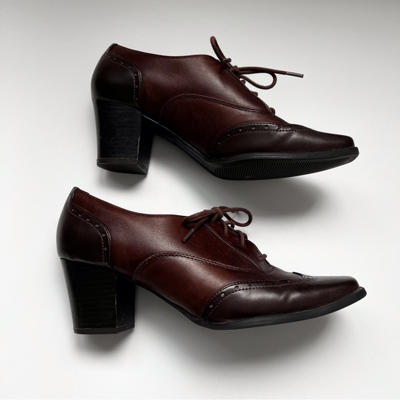 Naturalizer Safara Brown Heel Oxford Lace Up Loafer Bootie Academia Women’s 8 - Picture 7 of 12